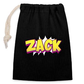 Zack nom personnalisé bande dessinée Style Pop Art, Zack - Sac cadeau en coton avec cordon (14 x 20 cm) - noir - Devant