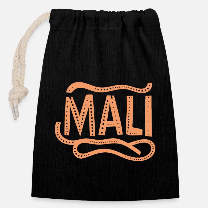 Mali - Sac cadeau en coton avec cordon (14 x 20 cm) - noir