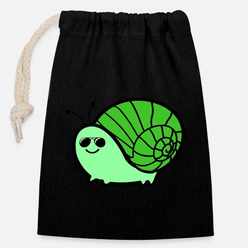 Escargot Cool - Sac cadeau en coton avec cordon (14 x 20 cm) - noir