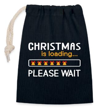 Christmas is loading... Please Wait - Verschließbarer Geschenkbeutel aus Baumwolle (14x20cm) - Navy - Vorne