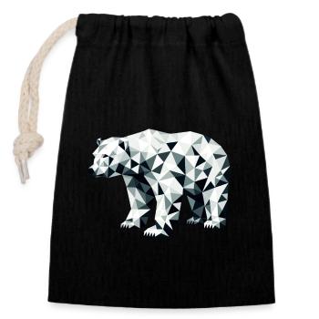 Eisbär // polar bear - Verschließbarer Geschenkbeutel aus Baumwolle (14x20cm) - Schwarz - Vorne