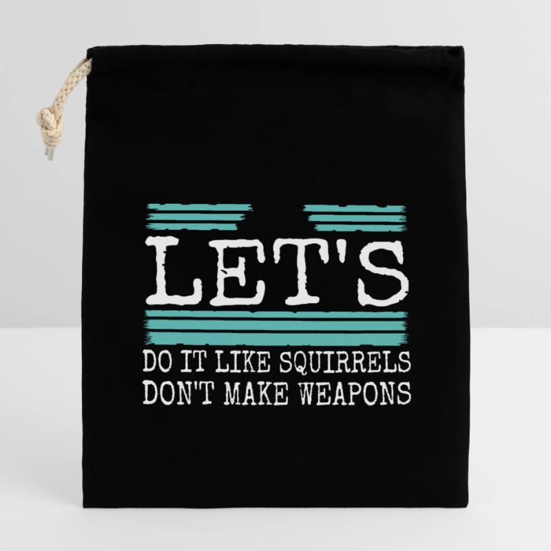 Citation présente Idée présente déclaration heureuse Sac cadeau en coton avec cordon (14 x 20 cm)