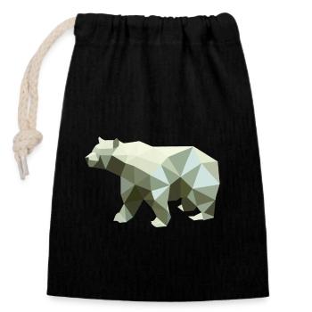 Ours, Polygone, Angulaire, Randonnée, Arbres, Animaux, Montagnes, Nature - Sac cadeau en coton avec cordon (14 x 20 cm) - noir - Devant