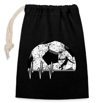 Vivre pour le football - Sac cadeau en coton avec cordon (14 x 20 cm) - noir - Devant