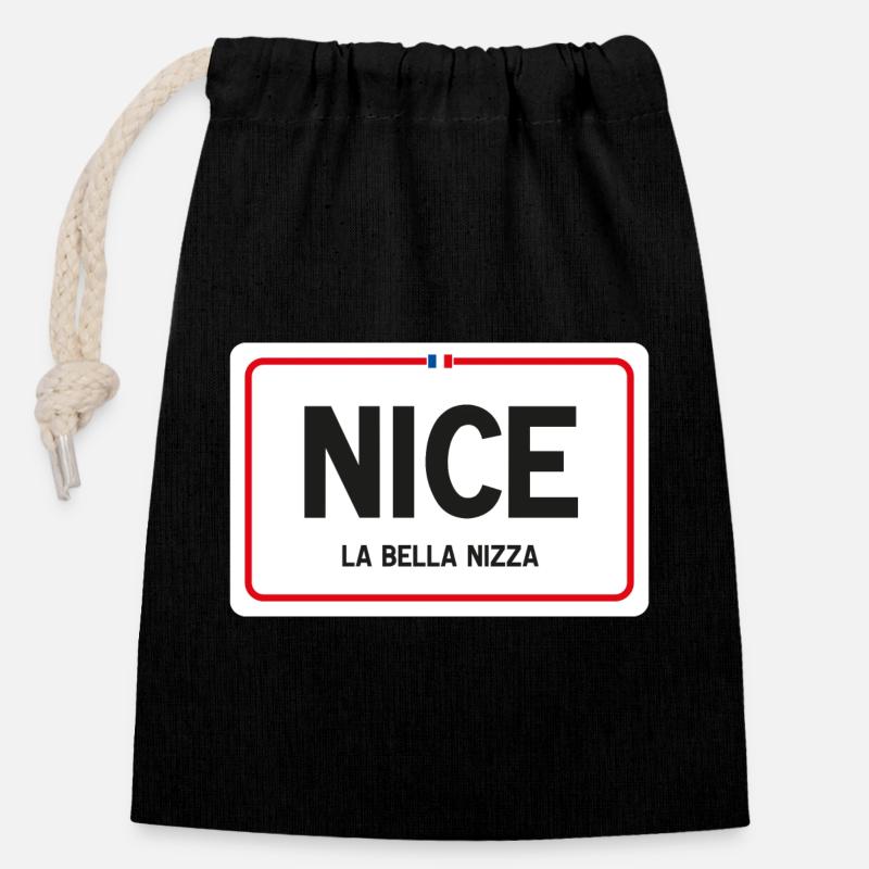 Joli signe de nom de lieu - Sac cadeau en coton avec cordon (14 x 20 cm) - noir