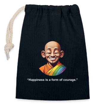 Le bonheur est une forme de courage | Citation Zen - Sac cadeau en coton avec cordon (14 x 20 cm) - bleu marine - Devant