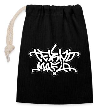 Tekno Mafia Free Party - Sac cadeau en coton avec cordon (14 x 20 cm) - noir - Devant