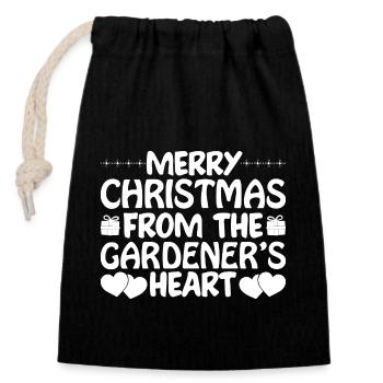 Joyeux Noël Jardiniers Coeur - Sac cadeau en coton avec cordon (14 x 20 cm) - noir - Devant