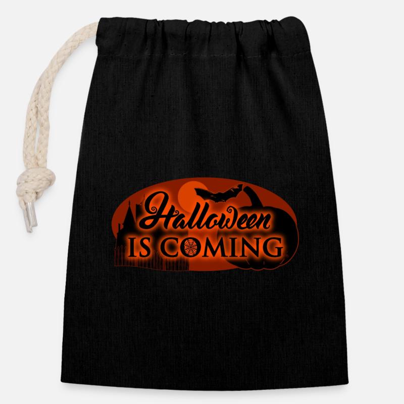 Halloween is coming - Closable cotton gift bag (14x20cm) - black