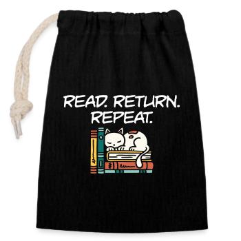 Library Worker Librarian Read Return Repeat Book - Verschließbarer Geschenkbeutel aus Baumwolle (14x20cm) - Schwarz - Vorne