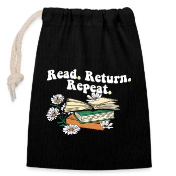 Librarian Read Return Repeat Library Worker Book - Verschließbarer Geschenkbeutel aus Baumwolle (14x20cm) - Schwarz - Vorne
