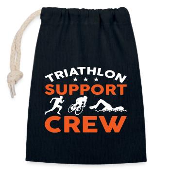 Équipe de soutien au triathlon - Sac cadeau en coton avec cordon (14 x 20 cm) - bleu marine - Devant