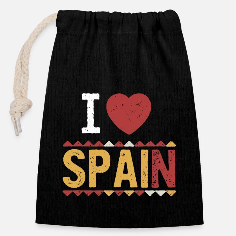 J’aime l’Espagne - Sac cadeau en coton avec cordon (14 x 20 cm) - noir