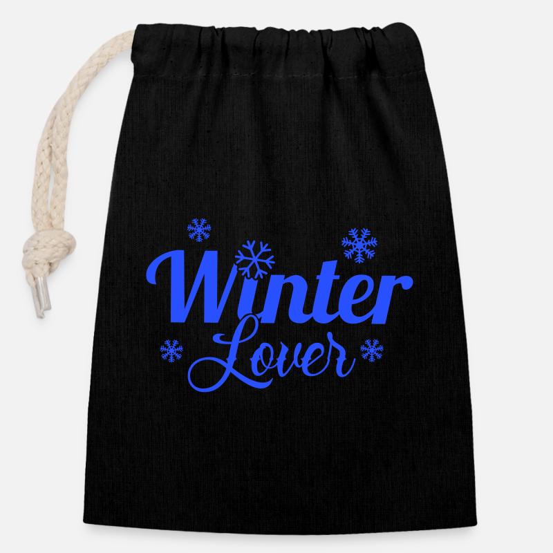 Winter lover - Verschließbarer Geschenkbeutel aus Baumwolle (14x20cm) - Schwarz