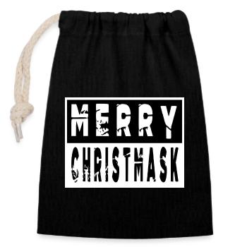 Père Noël animal humour blagues bodybuilder - Sac cadeau en coton avec cordon (14 x 20 cm) - noir - Devant