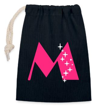 Letter M Glitter - Closable cotton gift bag (14x20cm) - navy - Front