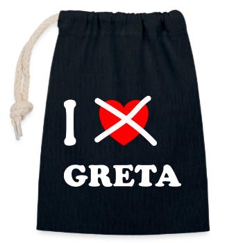 I don't like Greta anymore - Closable cotton gift bag (14x20cm) - navy - Front