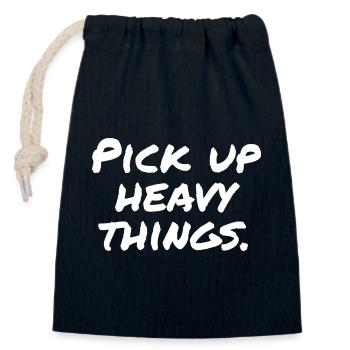 Pick up heavy things - Closable cotton gift bag (14x20cm) - navy - Front