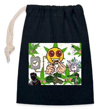 Herbe originale - Sac cadeau en coton avec cordon (14 x 20 cm) - bleu marine - Devant