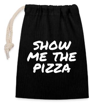 Show me the pizza - Closable cotton gift bag (14x20cm) - black - Front