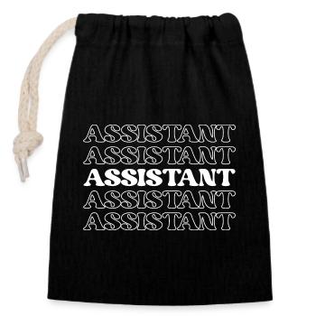 Assistent Assistent Helfer Unterstützer - Verschließbarer Geschenkbeutel aus Baumwolle (14x20cm) - Schwarz - Vorne