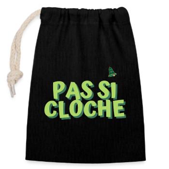 Pas si cloche - Sac cadeau en coton avec cordon (14 x 20 cm) - noir - Devant