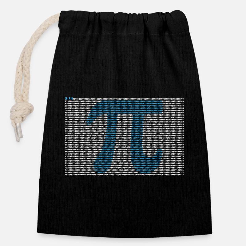 pi shirt 3, 14 pi number symbol math science geek - Closable cotton gift bag (14x20cm) - black