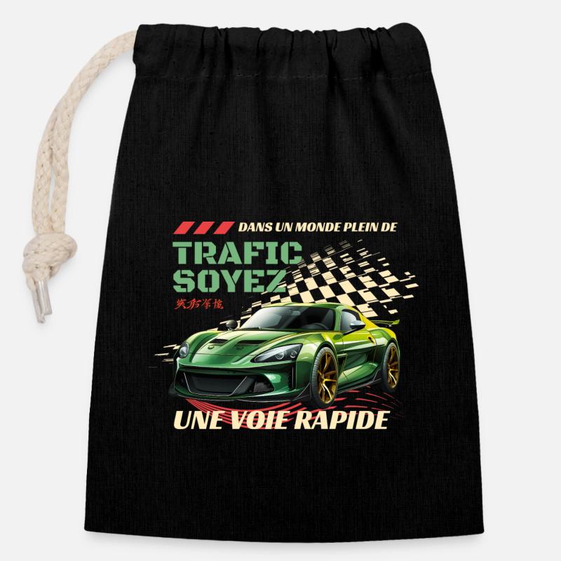 Voie rapide - Sac cadeau en coton avec cordon (14 x 20 cm) - noir