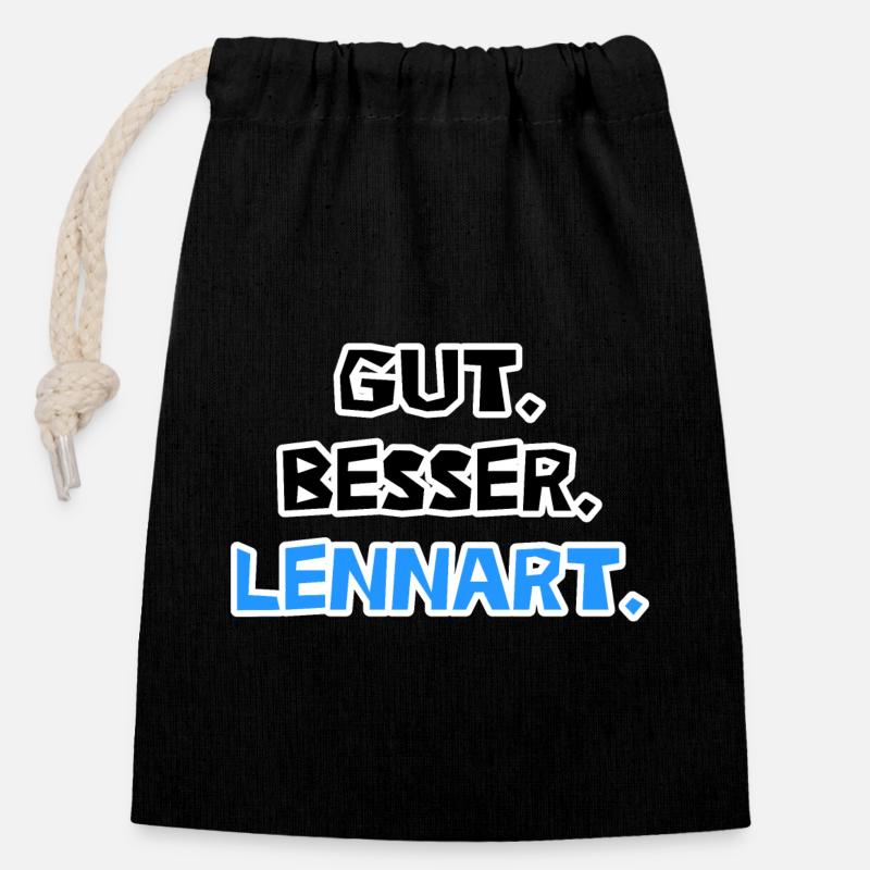 Gut. Besser. Lennart. - Verschließbarer Geschenkbeutel aus Baumwolle (14x20cm) - Schwarz