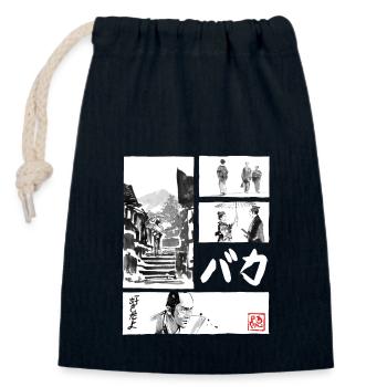 Baka manga für schwarz - Verschließbarer Geschenkbeutel aus Baumwolle (14x20cm) - Navy - Vorne
