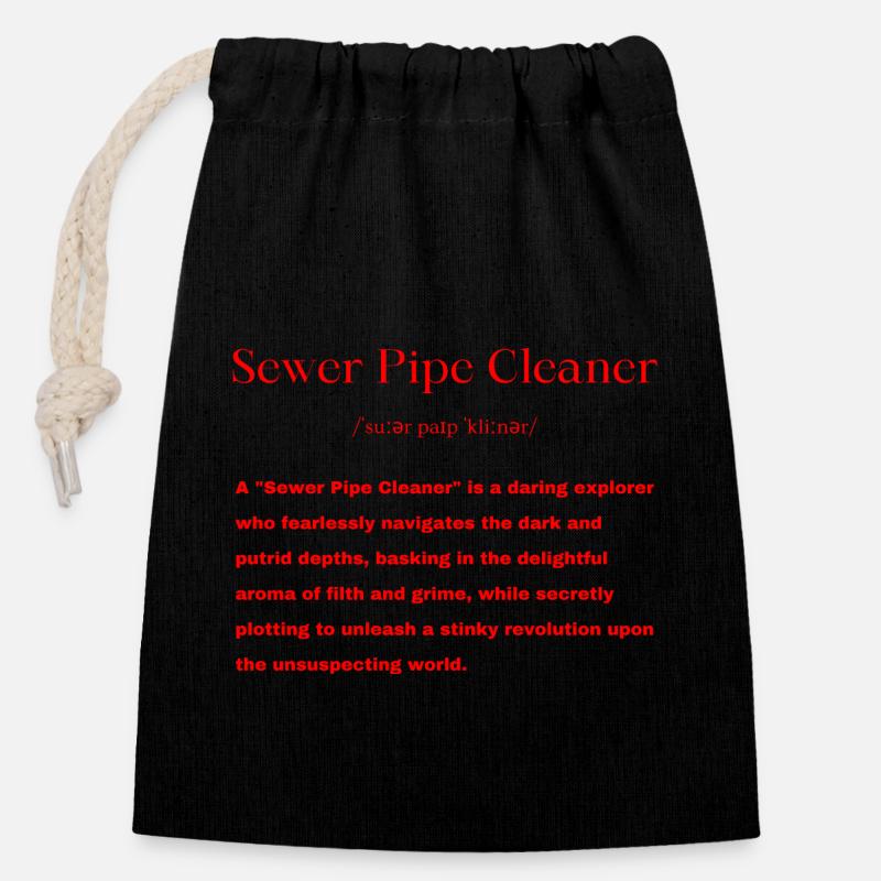 sewer cleaner sewer worker - Closable cotton gift bag (14x20cm) - black