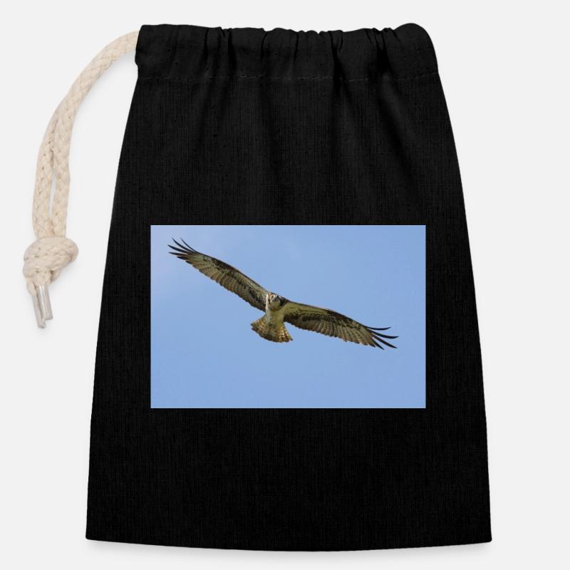 Balbuzard pêcheur - Sac cadeau en coton avec cordon (14 x 20 cm) - noir