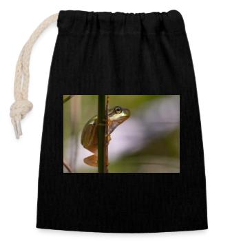 Tree frog - Closable cotton gift bag (14x20cm) - black - Front