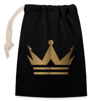 Logo de la Couronne - Sac cadeau en coton avec cordon (14 x 20 cm) - noir - Devant