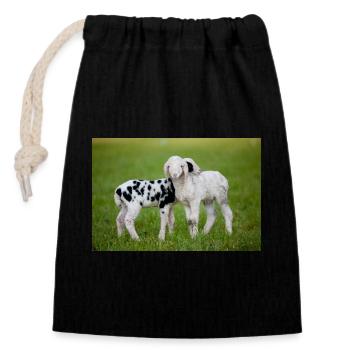 Lambs Black & White - Closable cotton gift bag (14x20cm) - black - Front