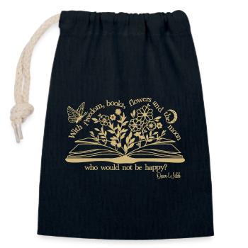 La citation d’Oscar Wilde dans le sable de Freedom&Books - Sac cadeau en coton avec cordon (14 x 20 cm) - bleu marine - Devant