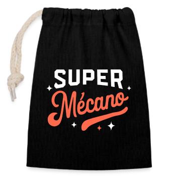 Super mécano - Sac cadeau en coton avec cordon (14 x 20 cm) - noir - Devant