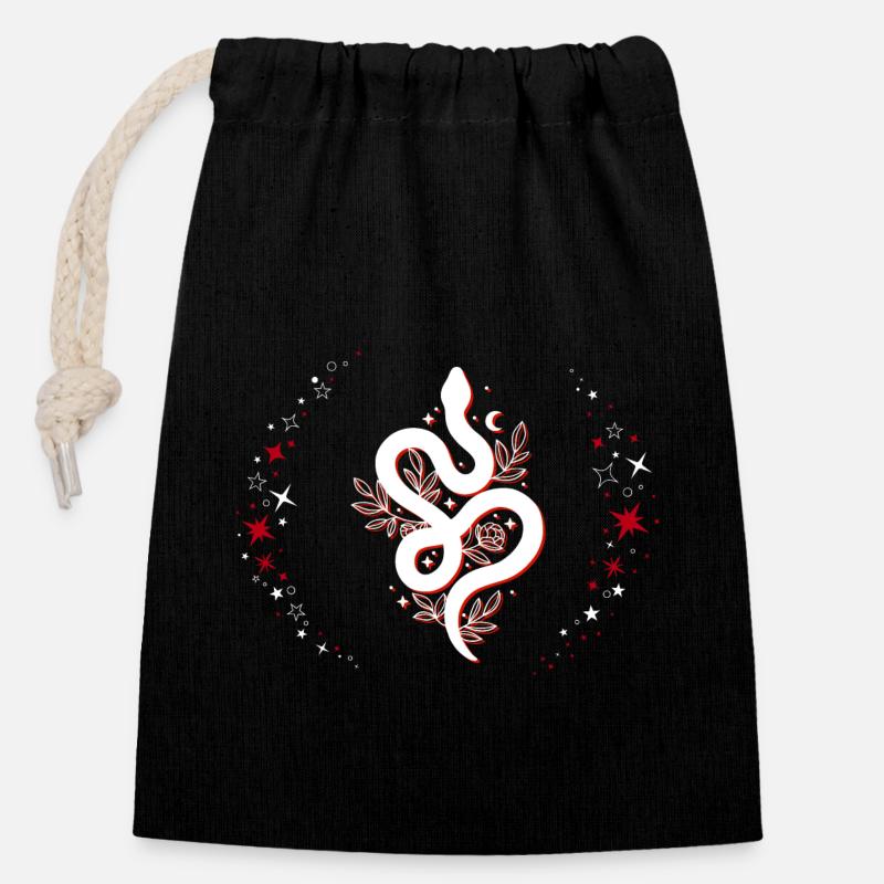 Magic snake - Closable cotton gift bag (14x20cm) - black