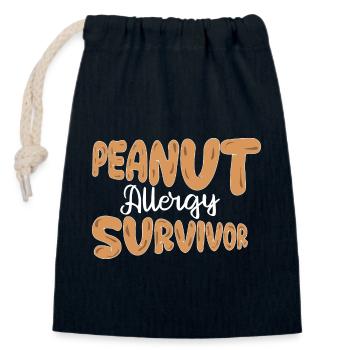 Peanut Allergy Survivor Nut Allergic Awareness - Closable cotton gift bag (14x20cm) - navy - Front