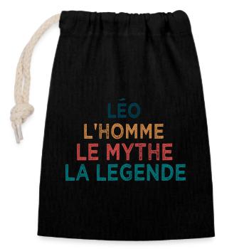 Léo la légende - Sac cadeau en coton avec cordon (14 x 20 cm) - noir - Devant