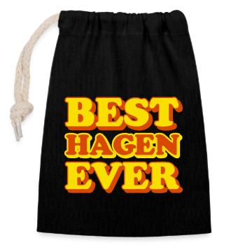 Hagen First Name Funny Gift - Closable cotton gift bag (14x20cm) - black - Front