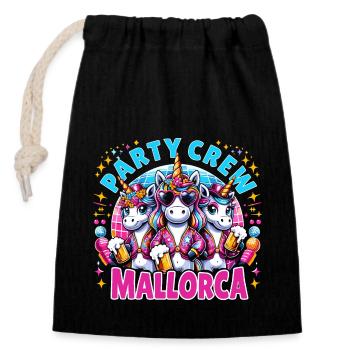 Party Crew Mallorca Licorne Design - Sac cadeau en coton avec cordon (14 x 20 cm) - noir - Devant
