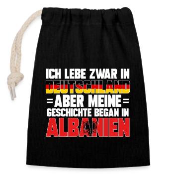 Albanische Flagge Albanischer Adler Shqiponja - Verschließbarer Geschenkbeutel aus Baumwolle (14x20cm) - Schwarz - Vorne