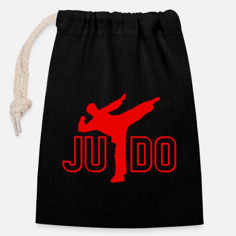 Judo - Judo-Geschenkidee - Verschließbarer Geschenkbeutel aus Baumwolle (14x20cm) - Schwarz