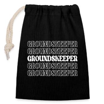 Groundskeeper Landscaper Gardener Grounds Worker - Closable cotton gift bag (14x20cm) - black - Front