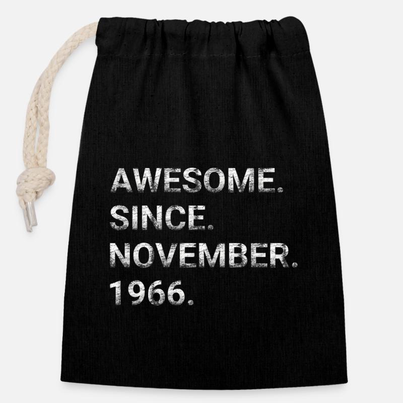 Awesome Since November 1966 - Closable cotton gift bag (14x20cm) - black