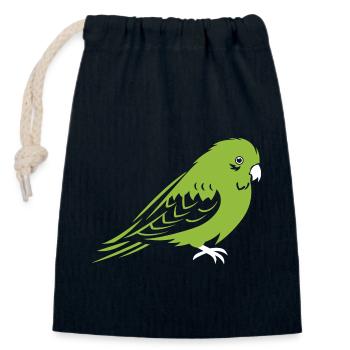 Cute little parakeet - Closable cotton gift bag (14x20cm) - navy - Front