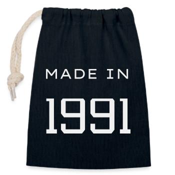 Made in 1991 Year Birthday Day - Closable cotton gift bag (14x20cm) - navy - Front