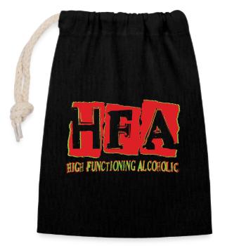 High functioning alcoholic - Closable cotton gift bag (14x20cm) - black - Front