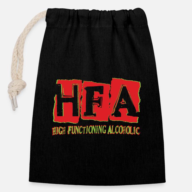 High functioning alcoholic - Closable cotton gift bag (14x20cm) - black